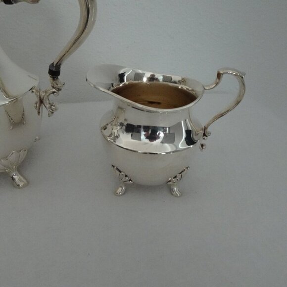 Vintage Silver Plated Coffee Tea Set Poole 2500 Footed Pot Sugar Creamer - Picture 4 of 16